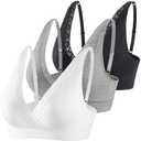 COLOMI Maternity Nursing Bra Wirefree Cotton Breastfeeding Bra for Sleep Lace Maternity Bralette, Medium