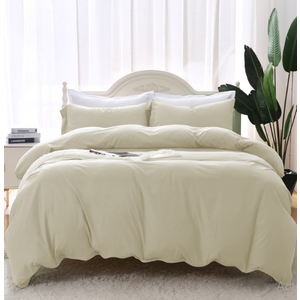 Mildly 3 Pieces Duvet Cover Set, 1 Duvet Cover with Zipper Closure and 2 Pillow Shams (Beige, Full Size)