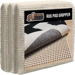 GORILLA GRIP Extra Strong Rug Pad Gripper, Grips Keep Area Rugs Safe and in Place, Thick, Slip and Skid Resistant Pads for Hard Floors Under Carpet Mat Cushion and Hardwood Floor Protection 3x5 FT