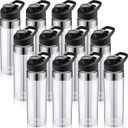 Mimorou 12 Pack Clear Water Bottle Bulk 20 oz Plastic Sports Water Bottles Reusable with Leakproof Lid, for Outdoor School Office Gym Cycling Teams, Lightweight, Easy Carry