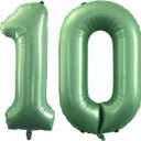 GOER Number 10 Balloons for 10th Birthday Party Decorations,42 Inch Jumbo Foil Helium Balloons for 10th Anniversary (Sage Green)