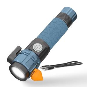 Energizer A-500 Rechargeable Flashlight, Auto Safety Seat Belt Cutter and Glass Breaker, IPX4 Water Resistant, Battery and USB Cable Included. Black