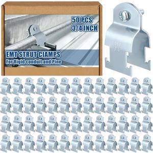 Landhoow Emt Pipe Universal Strut Clamps Strut Channel Accessory Electro Galvanized Conduit Clamp with Bolt and Nut, Rigid Pipe Tool(3/4 Inch,Silver,50 Pcs)