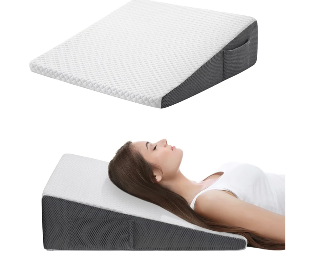 Cozymaker 7.5" Bed Wedge Pillow for Sleeping After Surgery, Back Support, Leg Elevation, Gerd Acid Reflux, Neck Pain, Snoring, Cooling Memory Foam Triangle Incline Wedge, Removable Washable Cover