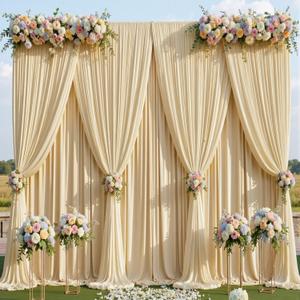 10ftx15ft Beige Backdrop Curtains for Parties, Wrinkle Free Polyester Beige Photo Backdrop Drapes 2 Panels 15 ft Long Back Drop Cloth for Wedding Birthday Photography Background Party