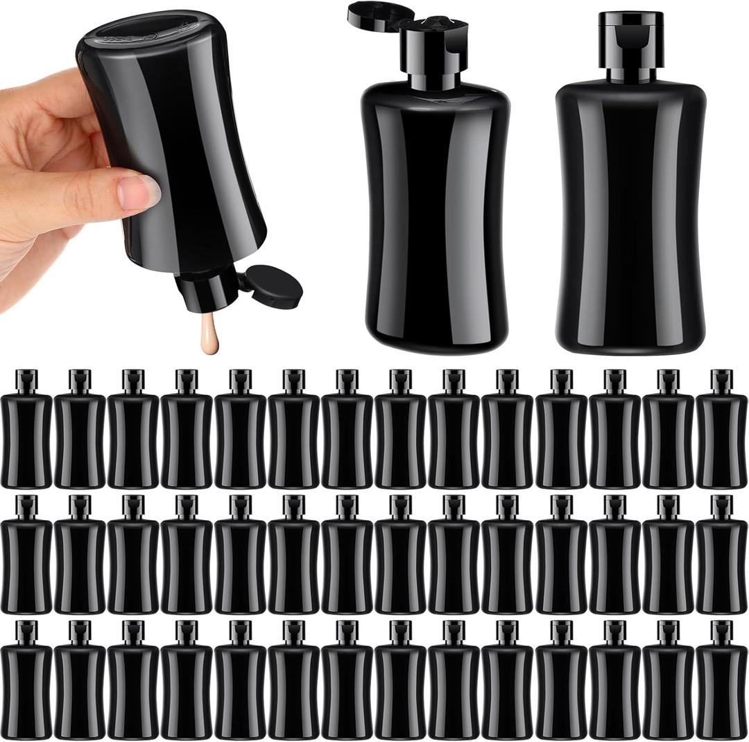 Domensi 36 Pcs 3.4 oz Travel Bottles with Flip Cap Plastic Travel Size Toiletries Bottles Portable Leak Proof Squeeze Refillable Empty Cosmetic Containers for Liquid Shampoo Lotions(Whole Black)
