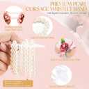 HIONXMGA Corsage Wristlet Band Elastic Pearl Wrist Corsage Bracelets Bands for Women, Stretch Pearl DIY Handmade Prom Flower Supplies Accessories for Wedding Graduation Party