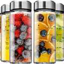 SIEROZUR Glass Juice Bottles 12oz- 6 Pack Wide Mouth Glass Bottles with Lids for Juicing Smoothies, Infused Water, Beverage Storage - BPA Free, Leakproof, Reusable, Borosilicate