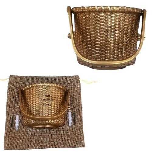 Heavy Brass Nautical Door Knocker – Vintage Basket-Style Maritime Design, Solid Brass Front Door Hardware, Handcrafted Woven Style, Home, Office & Garden Decor with Jute Gift Box –Perfect Holiday Gift