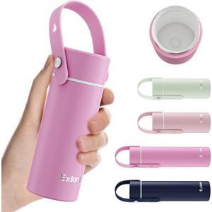 Exllena Upgraded Ceramic Lined Small Insulated Water Bottle 6.8oz/200ml with Adjustable Silicone HandleSmall Flask for Hot & Cold Drinks, Ideal for Purse, Lunchbox...(Lavender Hush)
