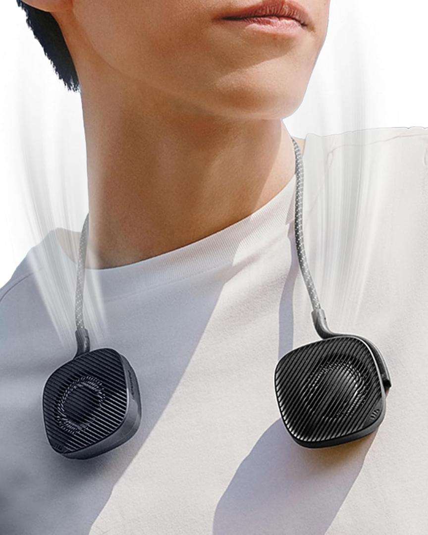 BENEUNDER Portable Neck Fan, 3.9oz Mini Small Personal Fan with Rechargeable Battery, 8000RPM Turbo Cooling, Ultra-Lightweight for Travel, Outdoor, Office & On-the-Go, Hair-Safe Design (Black)