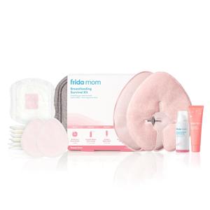 Frida Mom Breastfeeding Survival Kit for Nursing Moms, Reusable Hot+Cold Breast Relief Packs, Hydrogel Nipple Pads, Cracked Nipple Saline Spray, Nipple Balm, Nursing Pads, 13 Piece Gift Set, Pack of 2 