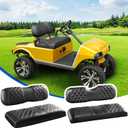 NOKINS 4PCS Golf Cart Diamond Seat Covers Kit, Front and Rear Seat Covers Fits Club Car DS 2000.5-Up Standard Seat Cushion, Club Car DS Vinyl Seat Covers Accessories(Black&Black Stitching)