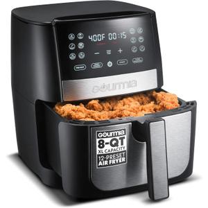Gourmia 8 Qt Digital Air Fryer GAF826 – XL Capacity with 12 One-Touch Presets, Nonstick Dishwasher Safe Basket, Oil-Free Cooking, ETL-Certified, Sleek Black Finish