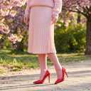 Womens High Heels 4 Inch Closed Pointed Toe Pumps Stiletto Heels for Women Dress Sexy Wedding Pumps, (6.5, Shinny Red)