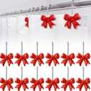12 Pcs Valentine's Day Red Bow Knot Shower Curtain Hooks Rustproof Metal Decorative Shower Hangers Bulk Glide Curtain Rings for Bathroom Bedroom Living Room Art Decor (Classic)
