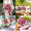 ZYTUYO 4 Pcs Real Touch Magenta Hydrangeas Artificial Flower 21 inches Realistic Faux Latex Hydrangeas Flower for Home Decor Kitchen Living Room Spring Table Wedding Xmas Arrangement