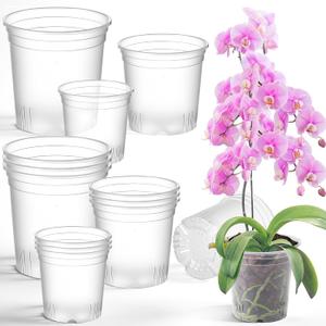 12 Pack 6.2/7.7/9.4 Inch Large Clear Nursery Pots for Plants Flexible Clear Plastic Nursery Pots with Drainage Hole Transparent Plastic Seedling Planter for Indoor Outdoor Rooting Visibility
