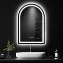 QAOYEDE 24x16 Inch LED Bathroom Mirror with Lights, Arched Mirrors with Light, Dimmable 3 Color Backlit/Front Memory Anti-Fog Tempered Glass, Suitable for Smaller Bathrooms, UL Recognized