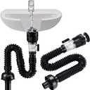 Bathroom Sink Drain Kit with Flexible Expandable P-Trap Pipe Anti-Odor Bathroom Sink Drain Pipe for 1-1/4" and 1-1/2" Hole