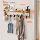 Coat Rack Wall Mount with Shelf, 27.5" Entryway Wall Hanging Shelf, Coat and Key Hanger with 10 Dual Hooks, Mail Organizer and Key Holder Hat Rack for Wall, Wood Coat Hooks with Storage