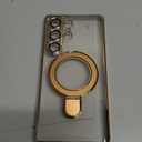 Magnetic Stand & Full Camera Lens Protector Case for Samsung Galaxy S25 Ultra[Compatible with MagSafe][Military Drop Protective]Not Yellowing Clear Slim Soft S25 Ultra Phone Case for Women Men,Gold