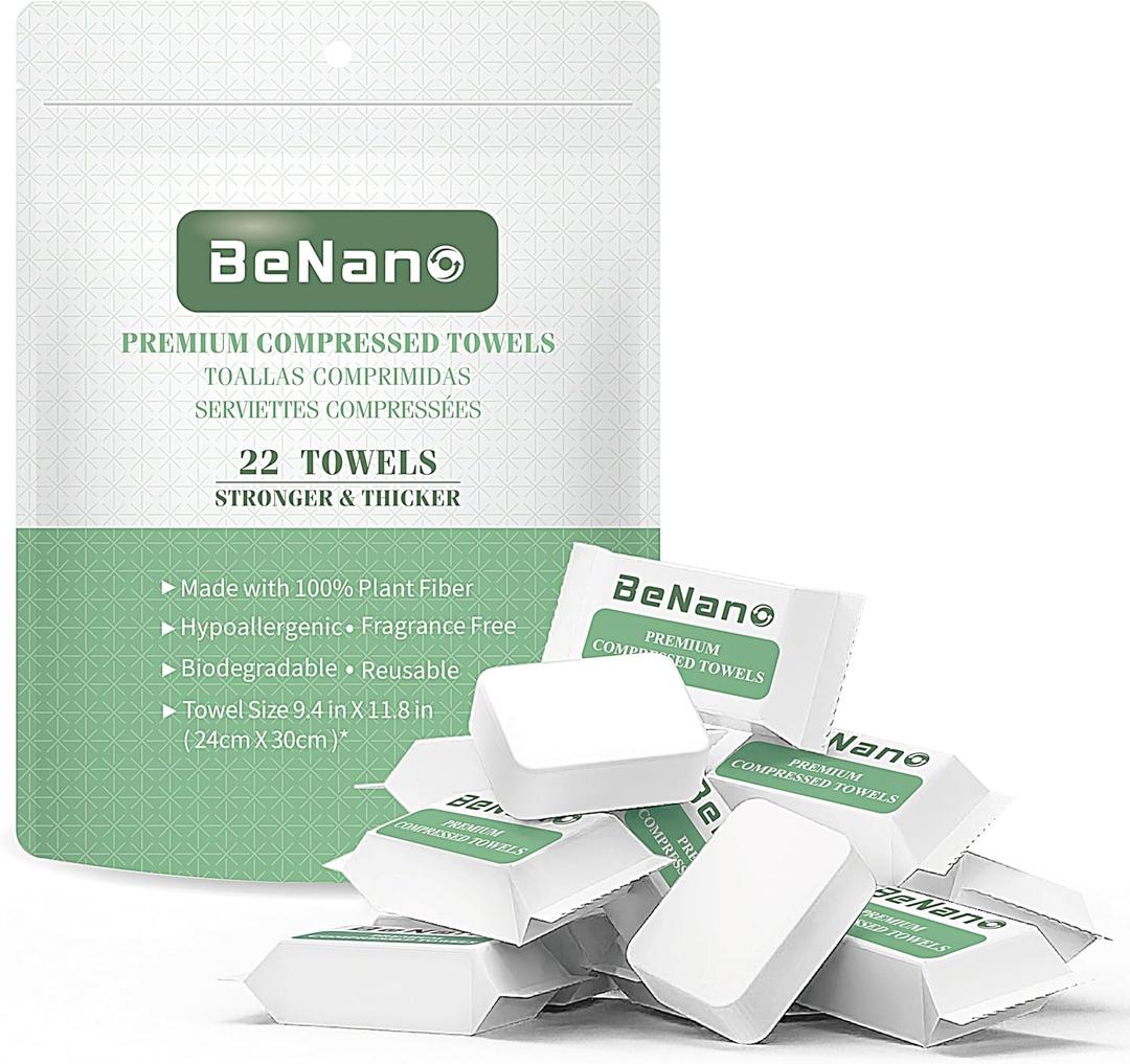 Premium Disposable Compressed Face Towels Tablets, 100% USDA Biobased Quick Dry Portable Thick Towelettes Washcloths 11.8 in x 9.4 in for Hotel Camping Travel Guests Salon Ultra Soft Reusable