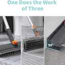 Floor Scrub Brush with Long Handle, 3 in 1 Scrape and Heavy-Duty Stiff Bristle Scrubber Brush for Cleaning Shower Bathroom, Patio, Pool, Garage, Kitchen, Wall and Deck (Gray, 1 Pack)