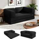 COMAX Folding Sofa Bed Queen 4-in-1 Foldable Floor Couch Convertible Futon Sofa with Armrests Black - Sleeper Mattress Chair Bed Comfy Portable Fold Out Lounge Guest for Living Room Bedroom