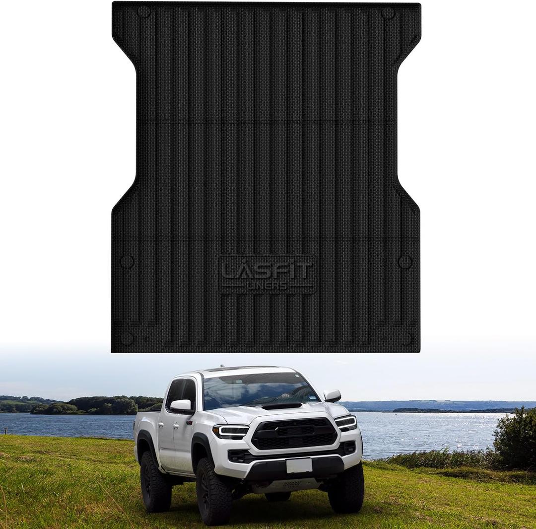 LASFIT Bed Mat for Toyota 2024-2026 Tacoma (5FT/5'Bed) Truck Bed, All Weather 5 ft Rubber Car Bed Liner for Toyota Tacoma 2024 2025 2026 Accessories, TPE Trunk Mat&Bed Liner (Not Fit Drop-in Liners)