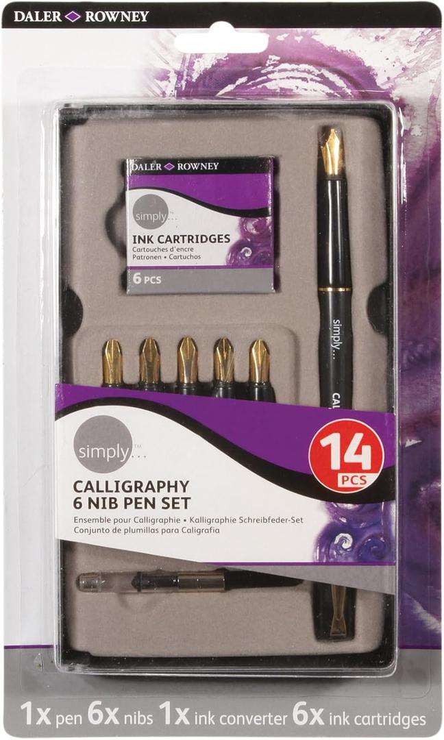 Daler-Rowney Simply 14pcs Calligraphy & Nib Pen Set, Lettering Set, Ideal for Entry-Level Artists & Hobbyists (2 Pack)