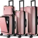 Hard Shell Luggage Sets with Spinner Wheels 4 Piece, Expandable Large Suitcases with TSA Lock, Travel Large Suitcase Set, Pink Luggage Set
