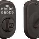Schlage BE365 PLY 716 Plymouth Keypad Deadbolt, Electronic Keyless Entry Lock, Aged Bronze