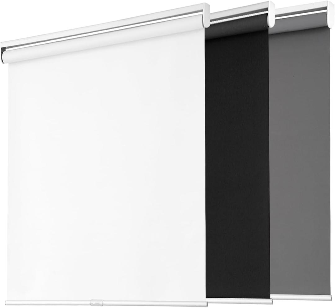 Blackout Roller Shades for Windows, Cordless Free-Stop Blinds with Thermal Insulated,UV Protection Fabric. Pull Down Room Darkening Door Blinds for Home, Office Easy to Install(46" W x 72" H,White)
