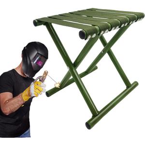 Foldable Stool Outdoorsteel Barbecue Portable Camping Height Lightweight Steel Foldable Chair for Outdoor Camping Walking Hiking Fishing Quick Folding (Atrovirens)
