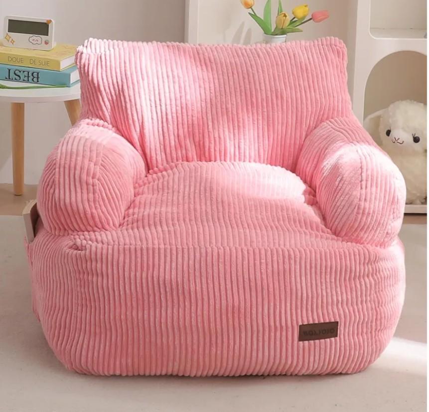 MAXYOYO Kids Bean Bag Chair, Stuffed Toddler Bean Bag Sofa with Filler Bean Bag Chair for Boys and Girls, Lazy Sofa with Pocket Floor Chair for Gaming, Reading, Pink