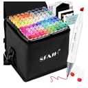 SFAIH Markers Fine & Chisel - 101 Colors Dual Tip Coloring Markers for Adult Coloring Sketch Illustration, Ideal Gifts for Artist Adult Beginners, [Greeting Card & Leather Storage Box]
