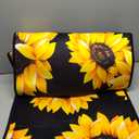 Sunflower Black Kitchen Rugs Non-Slip Soft Doormats Bath Carpet Floor Runner Area Rugs for Home Dining Living Room Bedroom 72" X 24"