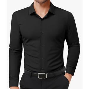 Lion Nardo Slim Fit Dress Shirts for Men Stretch Muscle Fit Long Sleeve Dress Shirts Wrinkle Free Formal Button Down Shirts XL