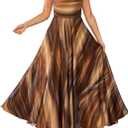 BTFBM Women Summer Floral Maxi Dresses Elegant Spaghetti Strap Dress Printed Party Dress Beach Long Dresses (Brown, XL)