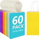 MITINU 60PCS Paper Gift Bags, 5.8"x3.2"x8.25" Party Favor Bags Bulk Rainbow Goodie Small Gift Bags with Handles for Kids Birthday Baby Shower Crafts Wedding Party Supplies (15 Colors)