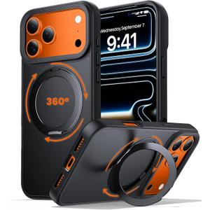 for iPhone 17 Pro Max Case with Stand,Fits MagSafe,Military Drop Protection,Build in Kickstand,iPhone 17 Pro Max Phone Case 6.9" Matte Black