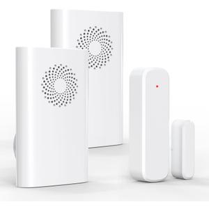 Wireless Door Chime for Business Entering, Door Open Alarm for Kid/Toddler Home Safety (500ft Range 51 Ringer) Door Dinger Buzzer Alert, 2 Receivers +1 Sensor