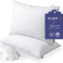 FluffCo Down Alternative Pillows - King Size, Soft (2 Pack)