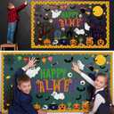 3 x 71 Pcs Halloween Bulletin Board Decorations with 300 Pcs Glue Points Halloween Ghosts Pumpkins Bats Witches Cutouts for School Classroom Wall Decoration