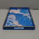 MAONAME Decorative Tray, Plastic Marbling Tray with Handles, Rectangular Coffee Table Tray and Serving Tray for Ottoman, Bathroom, 15.7 x 10.2, Blue