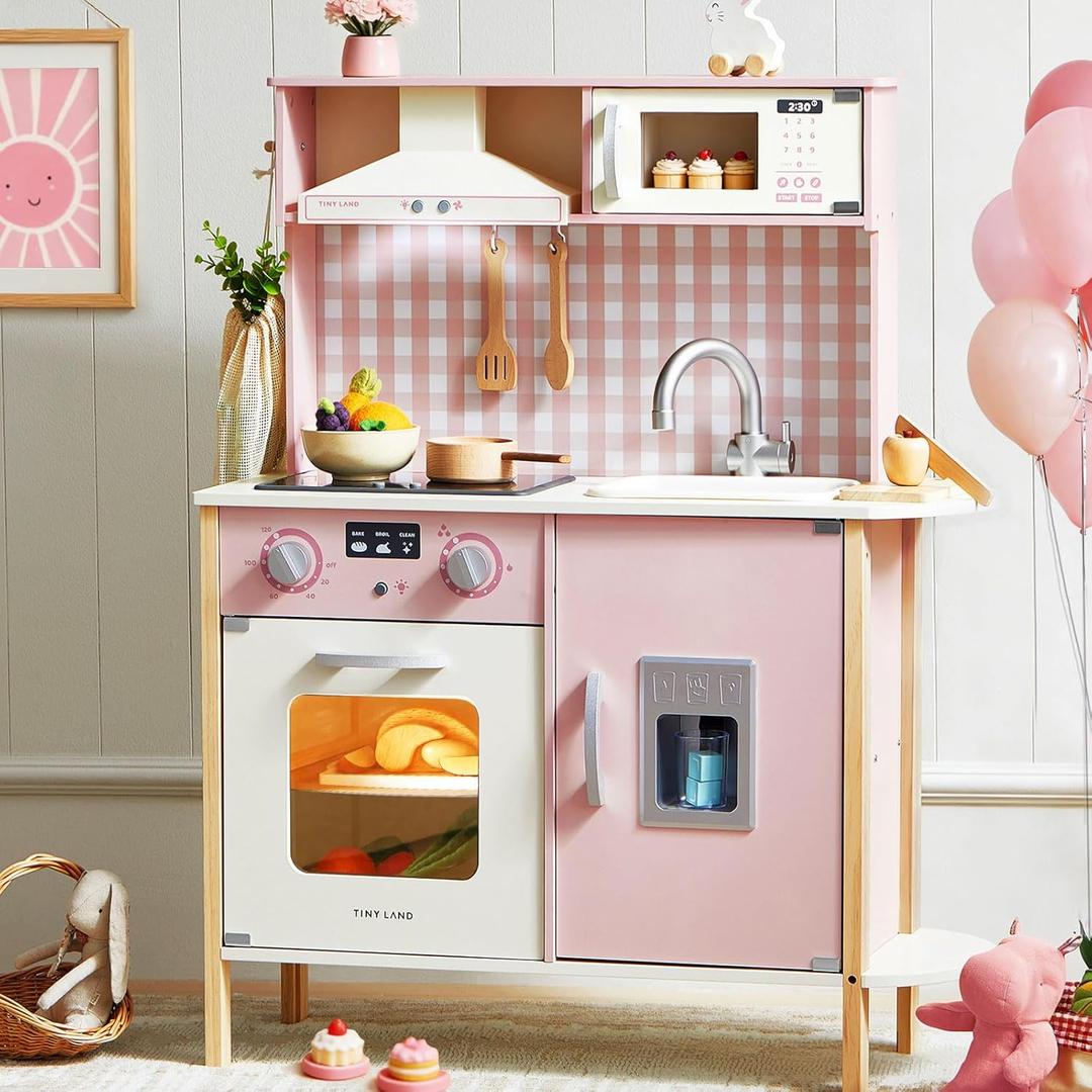 Tiny Land Play Kitchen for Kids – Real Lights, Sounds & Adjustable Height, 38.5 x 11.8 x 30.3 inches