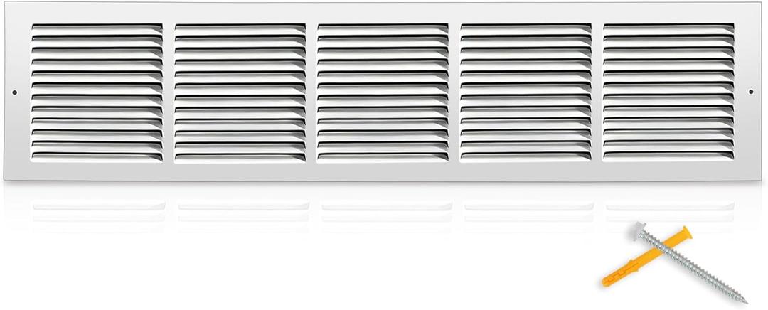 Fancat 30x6 Duct Opening | Steel Return Air Grille | Vent Cover Grill for Sidewall and Ceiling | HVAC Cold Air Intake Grille | White | Outer Dimensions: 31.75"W X 7.75"