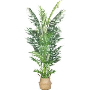 HAIHONG 6FT Artificial Palm Tree,Faux Areca Palm Plant with Real Touch Leaves and Adjustable Branches,Fake Tropical Palm Tree for Home Office Indoor Outdoor Modern Decoration