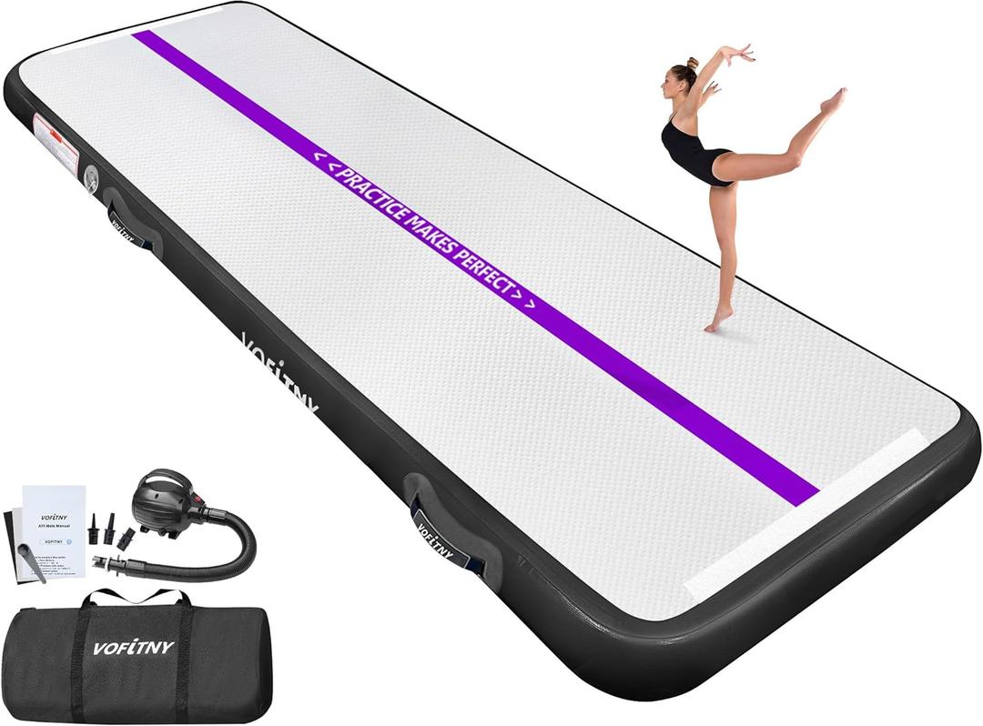 VOFiTNY All Purpose Gymnastics Mat 6.6/10/13/16/20 ft Sturdy Inflatable Tumble Track for Home/Gym (Purple/Black)